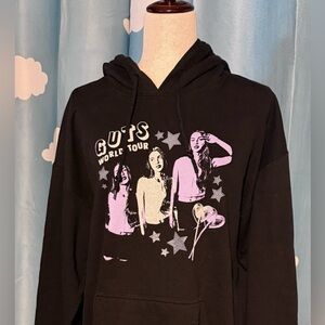 Guts World tour Olivia Rodrigo hoodie sweatshirt. Black, purple white. L